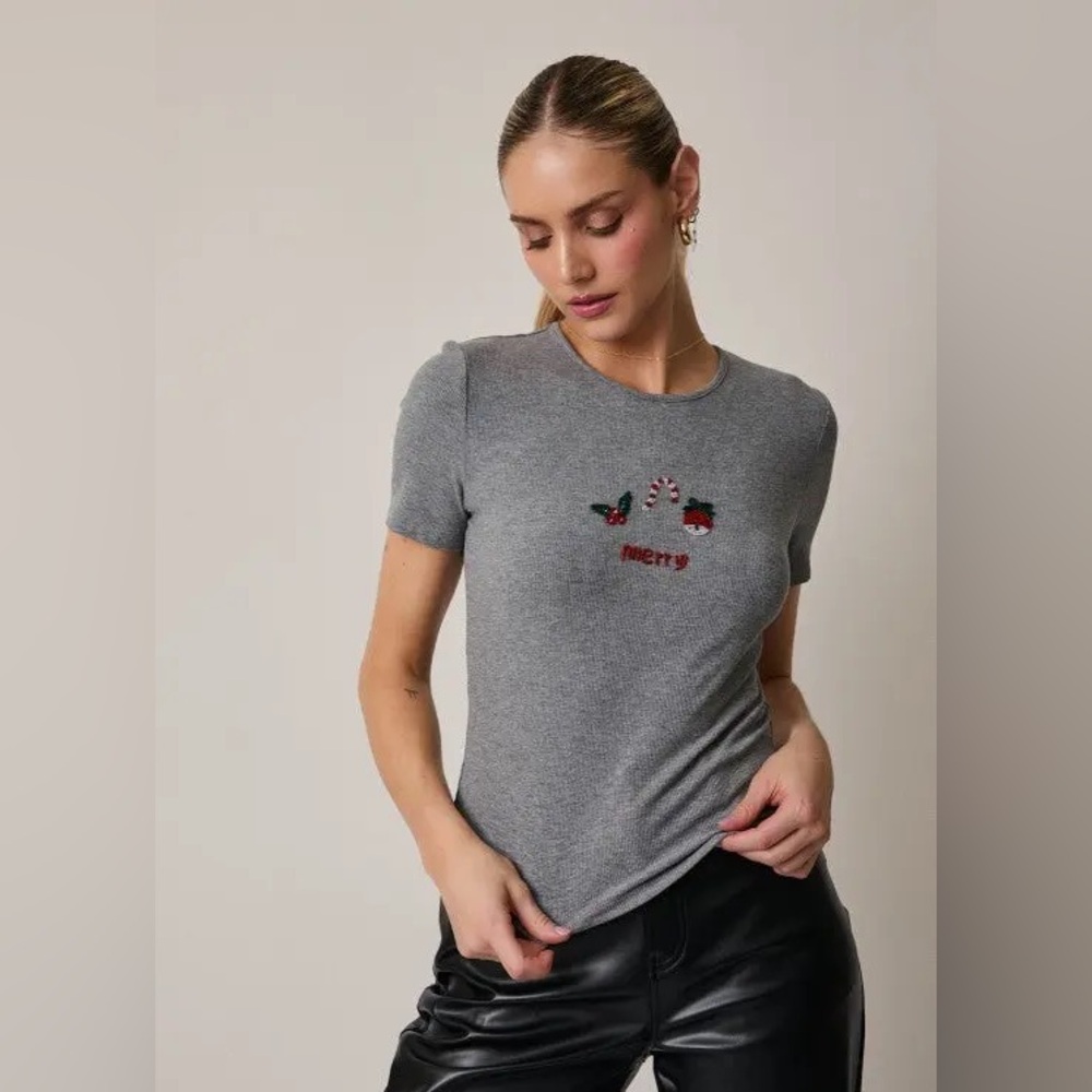 NWT Sunday Edition Beaded Ribbed Tee